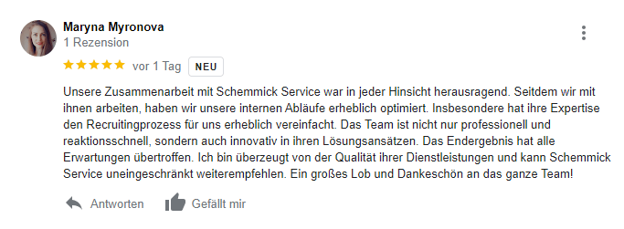 Bewertung Marina - Schemmick IT Service - 12