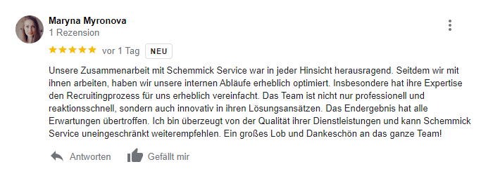 Bewertung Marina - Schemmick IT Service - 33