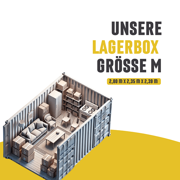 Lagerbox Größe M – 1 Monat – Ihr idealer Stauraum für mittlere Haushalte und Bürobedarf