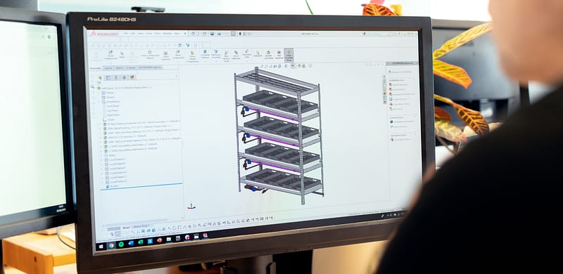 PDM System und CAD Software: 3D-Modell einer Baugruppe am Bildschirm