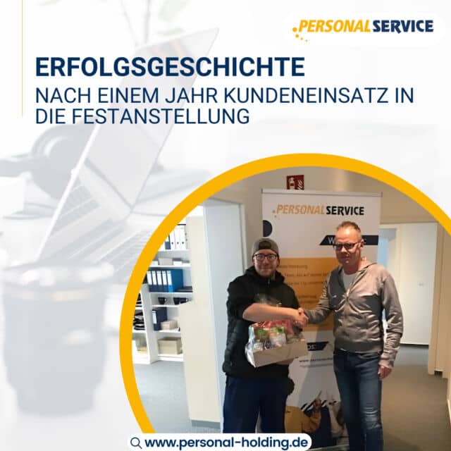 📢 Erfolgsgeschichte: Falk S. übernimmt neue Herausforderung!⁠
⁠
Nach einem Jahr im Kundeneinsatz hat unser Mitarbeiter Falk S. den nächsten Schritt gemacht: Er wurde als Lagerarbeiter/Staplerfahrer bei einem Hersteller von Biogasanlagen fest übernommen! 🎉🚛⁠
⁠
Sein Engagement, seine Zuverlässigkeit und sein Einsatz haben sich ausgezahlt – und das feiern wir mit einem Präsentkorb als kleines Dankeschön für die tolle Zusammenarbeit!⁠
⁠
Herzlichen Glückwunsch zur Festanstellung, Falk! Wir wünschen dir weiterhin viel Erfolg in deiner neuen Position! 🚀⁠
⁠
💡 Du suchst auch eine langfristige berufliche Perspektive? Wir begleiten dich auf dem Weg zu deinem neuen Job!⁠
⁠
📞 Jetzt Kontakt aufnehmen: www.personal-holding.de⁠
⁠
#Erfolgsgeschichten #JobÜbernahme #KarriereStart #PersonalService #Lagerlogistik #Staplerfahrer #NeuePerspektiven