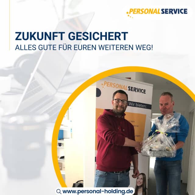 Zwei Wege, ein Ziel: beruflich vorankommen! 💼✨⁠
⁠
Zum 30.04.2025 haben uns zwei Mitarbeitende verlassen – aus den besten Gründen:⁠
⁠
🔹 Frau Ruge wurde nach nur 9 Monaten im Einsatz von unserem Kunden in eine Festanstellung übernommen.⁠
⁠
🔹 Herr Schnur hat sich entschieden, beruflich neue Wege zu gehen und eine neue Stelle angetreten.⁠
⁠
Wir danken beiden für die tolle Zusammenarbeit und wünschen weiterhin viel Erfolg und Freude auf ihrem weiteren Weg! 🙌⁠
⁠
Bei PSH begleiten wir Menschen nicht nur in den Job, sondern auch in die Zukunft.⁠
⁠
#Erfolgsgeschichten #Jobvermittlung #PersonalService #PSHGruppe #Festanstellung #NeuerJob #Karriereweg #JobsDiePassen