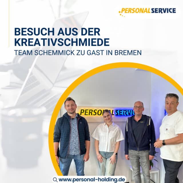 Willkommen in Bremen, Schemmick-Team! 👋⁠
⁠
Gestern war das Team der Werbeagentur Schemmick bei uns im Büro in Bremen zu Besuch – und wir haben uns riesig gefreut, euch persönlich vor Ort zu begrüßen! 🧡⁠
⁠
Seit mehreren Jahren arbeiten wir erfolgreich zusammen – und auch dieses Treffen war wieder voller neuer Ideen, spannender Einblicke und konkreter Projektpläne.⁠
⁠
Danke für euren Besuch, eure Impulse und die tolle Zusammenarbeit – wir freuen uns auf alles, was noch kommt! 🚀⁠
⁠
#Teamwork #Zusammenarbeit #PSHBremen #SchemmickService #Agenturtreffen #KreativPower #StrategieMitHerz #PersonalService #WirGestaltenZukunft