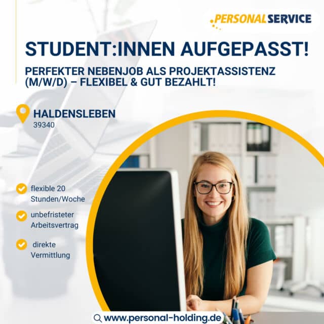📢 Student:innen aufgepasst – Perfekter Nebenjob in Haldensleben! 🎓⁠
⁠
Du suchst einen flexiblen Studentenjob mit spannenden Aufgaben in der Automotive-Lagerlogistik? Dann haben wir genau das Richtige für dich! 🚀⁠
⁠
📍 Deine Aufgaben:⁠
✔️ Bestandsüberwachung & Disposition⁠
✔️ Bestellwesen & Lagerplatzmanagement⁠
✔️ Wareneingangsbearbeitung & Inventuren⁠
✔️ Rückmeldungen von Materialentnahmen⁠
⁠
📍 Dein Profil:⁠
✅ Zuverlässig & eigenständig⁠
✅ Gute Microsoft Office-Kenntnisse⁠
✅ Flexible 20 Stunden/Woche⁠
⁠
📍 Was wir dir bieten:⁠
🔹 Direkte Vermittlung zu unserem Kunden⁠
🔹 Unbefristeter Arbeitsvertrag⁠
🔹 Perfekt als Studentenjob mit flexiblen Arbeitszeiten⁠
⁠
📞 Jetzt bewerben & ab März starten!⁠
📲 Ruf uns an: 0391/55 68 06-50⁠
⁠
#Studentenjob #JobFürStudierende #Haldensleben #FlexiblerJob #PersonalService #AutomotiveJobs